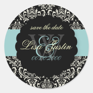 Adesivo Redondo PixDezines Rossi Damask/Black+Blue