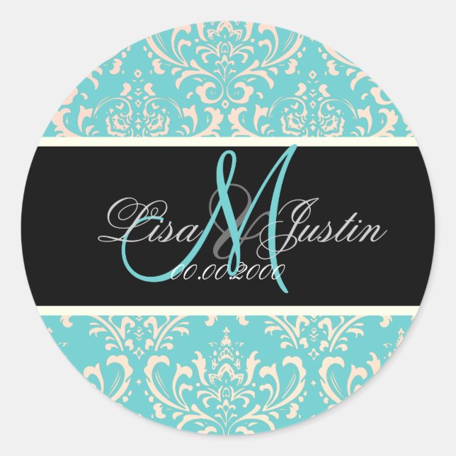 Adesivo Redondo PixDezines Rossi Damask, cor personalizada!!! (Frente)