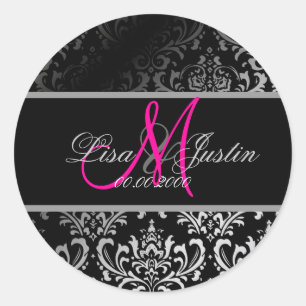 Adesivo Redondo PixDezines Rossi Damask, cor personalizada!!!