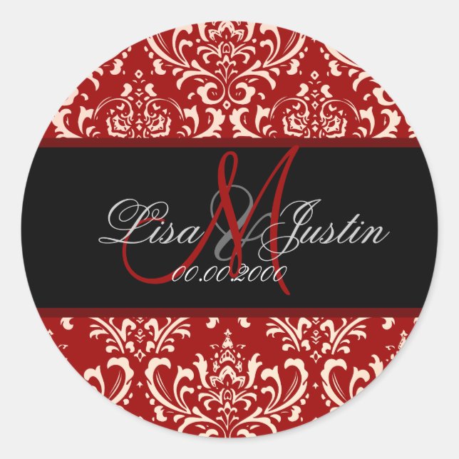 Adesivo Redondo PixDezines Rossi Damask, cor personalizada!!! (Frente)