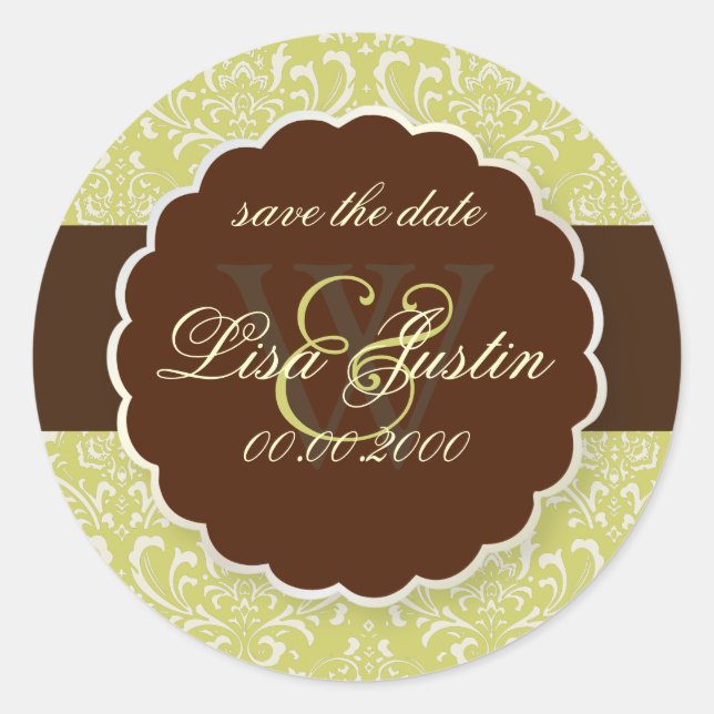 Adesivo Redondo PixDezines Rossi Damask/Endive Green (Frente)