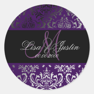 Adesivo Redondo PixDezines Rossi Damask, monograma/cor de "DIY"!