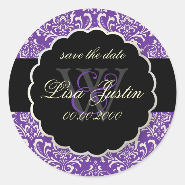 Adesivo Redondo PixDezines Rossi Damask/Purple (Frente)