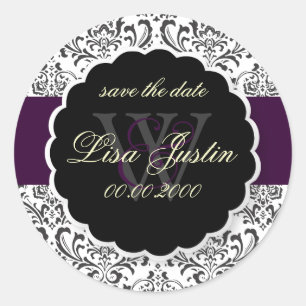 Adesivo Redondo PixDezines Rossi Damask/Purple, cor suja!