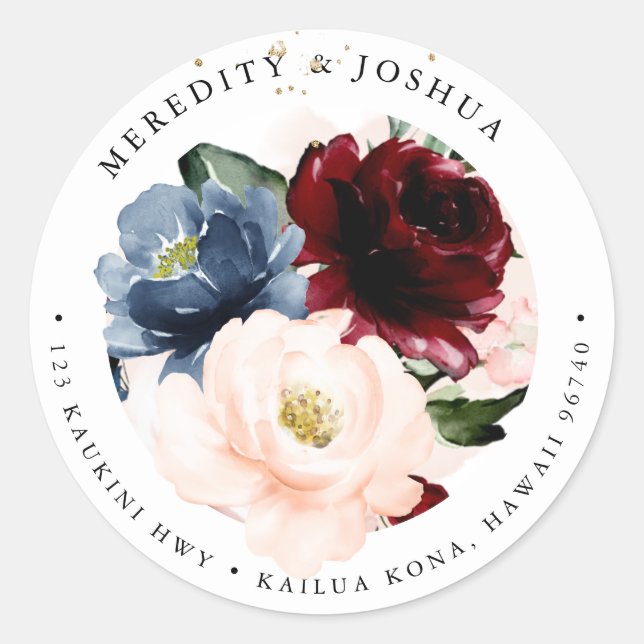 Adesivo Redondo PixDezines Sublime Azul Esmagado Borgonha Azul (Frente)