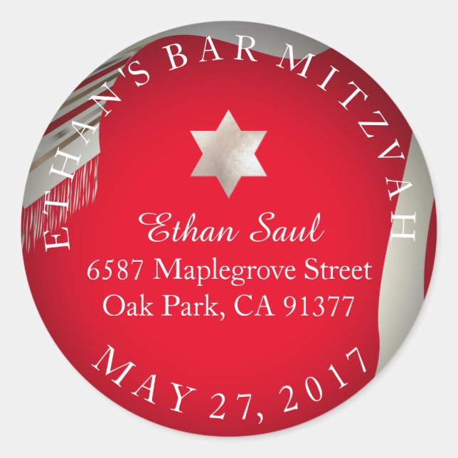 Adesivo Redondo PixDezines Tallit Bar Mitzvah/Env. Selador (Frente)