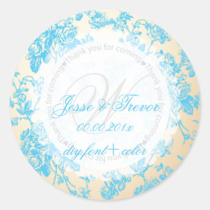 Adesivo Redondo PixDezines toile vintage/azul aqua