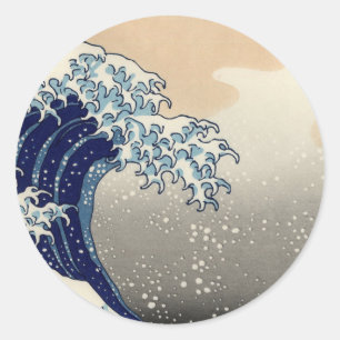 Adesivo Redondo PixDezines Vintage, Excelente Wave, Hokusai 葛 