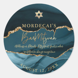 Adesivo Redondo PixDezines Watercolor Agate Bar Mitzvah Clas