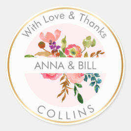 Adesivo Redondo PixDezines Watercolor Floral/Ranunculus/Obrigado