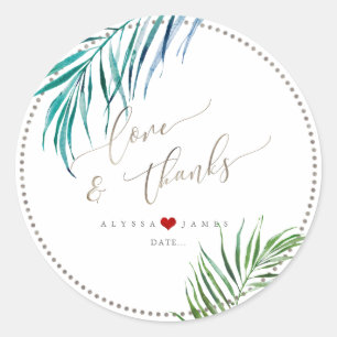 Adesivo Redondo PixDezines Watercolor Greenerase, Palmas Tropicais