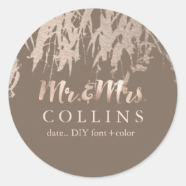 Adesivo Redondo PixDezines Willow/Faux Pink Gold/fundo de DIY