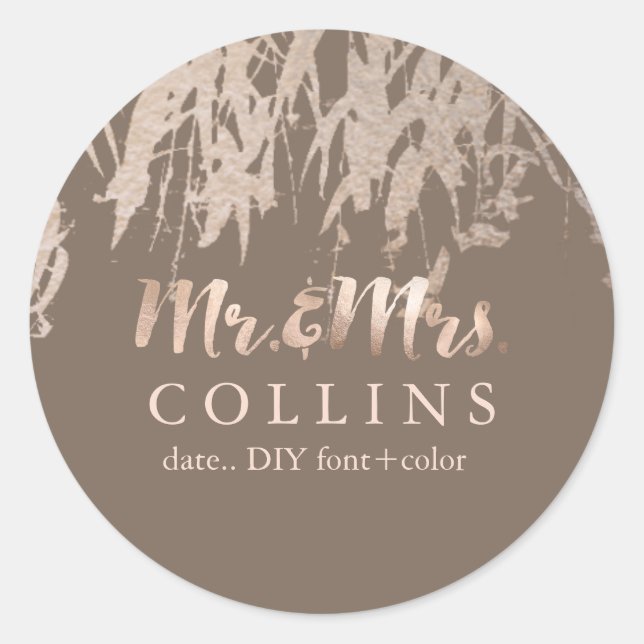 Adesivo Redondo PixDezines Willow/Faux Pink Gold/fundo de DIY (Frente)