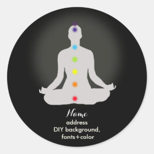 Adesivo Redondo PixDezines Yoga Chakra/Meditação/Fundo de corre