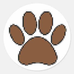 Adesivo Redondo Pixel Dog Paw Print