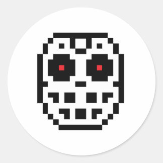 Adesivo Redondo Pixel Hockey Goalie Mask