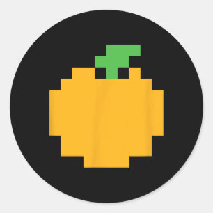 Adesivo Redondo Pixel Laranja Jogo de Vídeo dos Anos 80 Halloween 