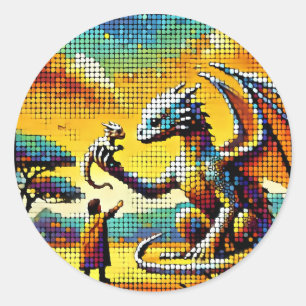 Adesivo Redondo pixelated image of a dragon trainer