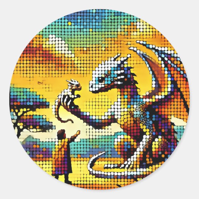 Adesivo Redondo pixelated image of a dragon trainer (Frente)