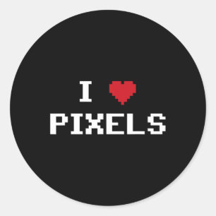 Adesivo Redondo Pixels de amor C64 Ventiladores Cardíacos Jogo Cam
