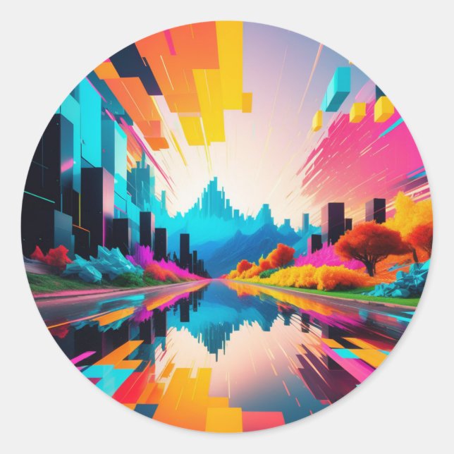 Adesivo Redondo Pixels Mania (Frente)