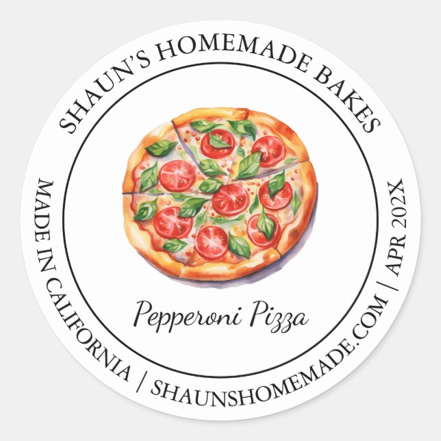 Adesivo Redondo Pizza Baking Modern label (Frente)
