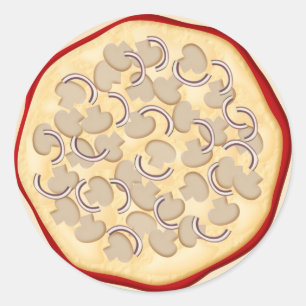 Adesivo Redondo Pizza com cogumelos e cebolas