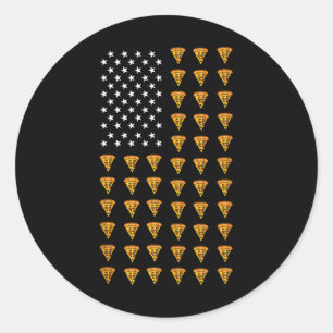 Adesivo Redondo Pizza Comida Bandeira Americana Patriotismo Patrio