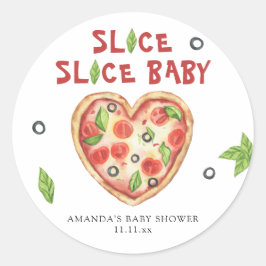 Adesivo Redondo pizza coração aquarela baby shower