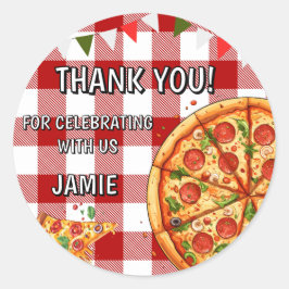 Adesivo Redondo Pizza de Aniversário Primeiro Aniversário