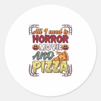 Adesivo Redondo Pizza de Filme de Terror Halloween Abóbora Crânio