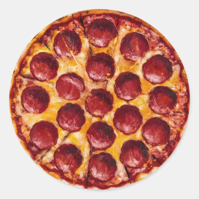 Adesivo Redondo Pizza de Pepperoni (Frente)