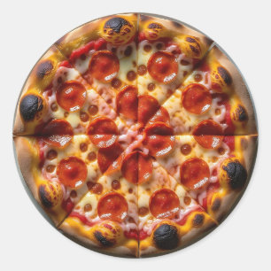 Adesivo Redondo Pizza de Pepperoni e Queijo