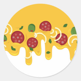 Adesivo Redondo Pizza de Queijo Derretido Divertida Retro Keto Fes