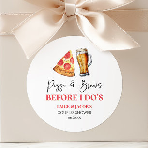 Adesivo Redondo Pizza e Cervejas Antes do Casamento Chá de Casal 