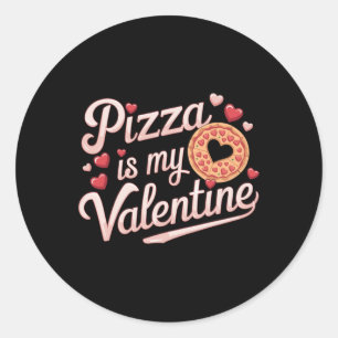 Adesivo Redondo Pizza É Meu Peppero De Coração Dia de os namorados