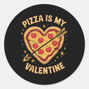 Adesivo Redondo Pizza É Meu Valentim Diversão Celebração Amantes d