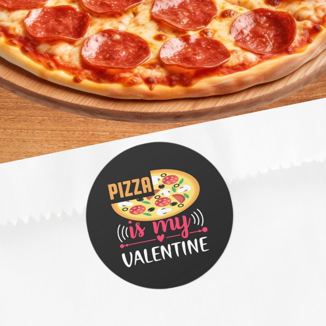 Adesivo Redondo Pizza É Minha Festa Engraçada De Namorados (Pizza Is My Valentine Funny Party Classic Round Sticker)