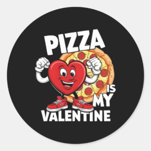 Adesivo Redondo Pizza É Minha Pizza De Dia de os namorados Engraça
