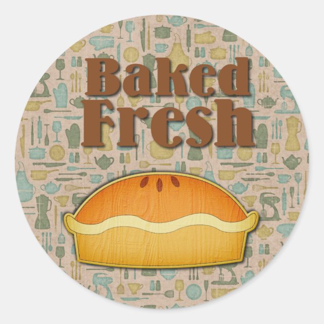 Adesivo Redondo Pizza fresca cozida (Frente)