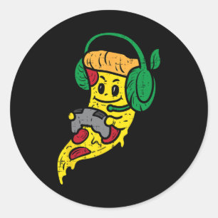 Adesivo Redondo Pizza Gamer Vídeo Jogos Comida Divertida Homens Ra