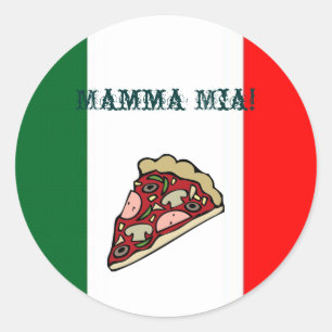 Adesivo Redondo Pizza Itália Flag Sticker