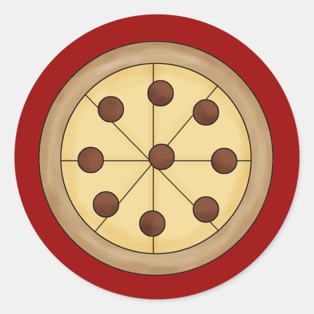 Adesivo Redondo Pizza italiana Pizza frita de cartoon Refeição del (Frente)