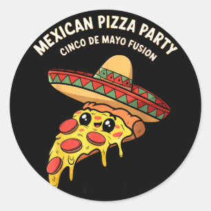 Adesivo Redondo pizza mexicana festa cinco de maio fusão mexicana