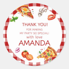 Adesivo Redondo Pizza Moderna Obrigada Aniversário