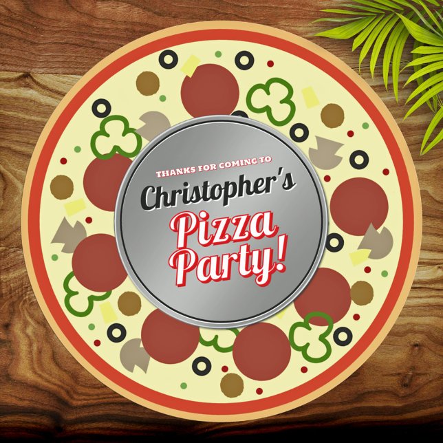 Adesivo Redondo Pizza Party Favor Obrigado Stickers (Criador carregado)