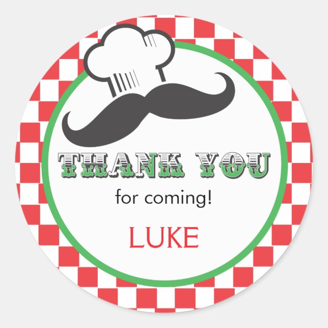 Adesivo Redondo Pizza Party Favor Sticker (Frente)