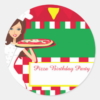 Adesivo Redondo Pizza Party Sticker