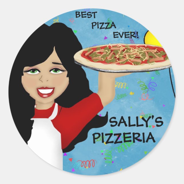 Adesivo Redondo Pizza Party Stickers (Frente)