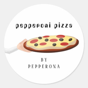 Adesivo Redondo pizza personalizada pepperoni ilustração simples b